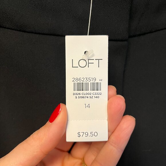 Loft Clean Wide Leg Pants in Tuxedo Stripe Black Size 14 NWT - Picture 6 of 7